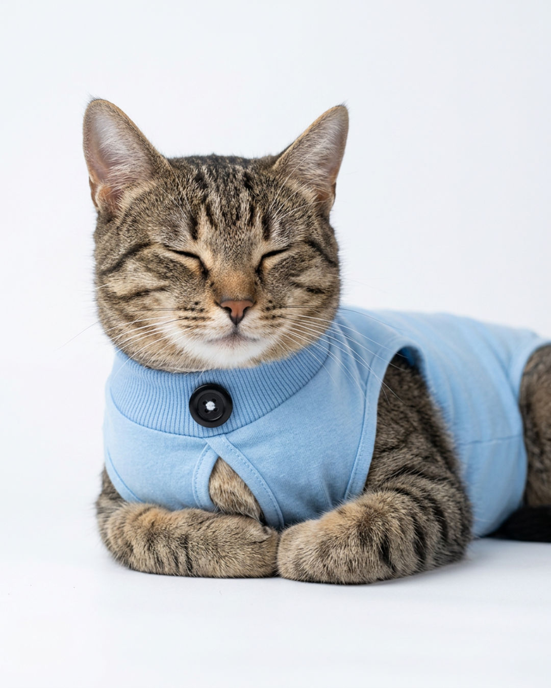 Sky Blue Ease – Post-Surgery Bodysuit for Cats (Soft cotton, breathable fabric)
