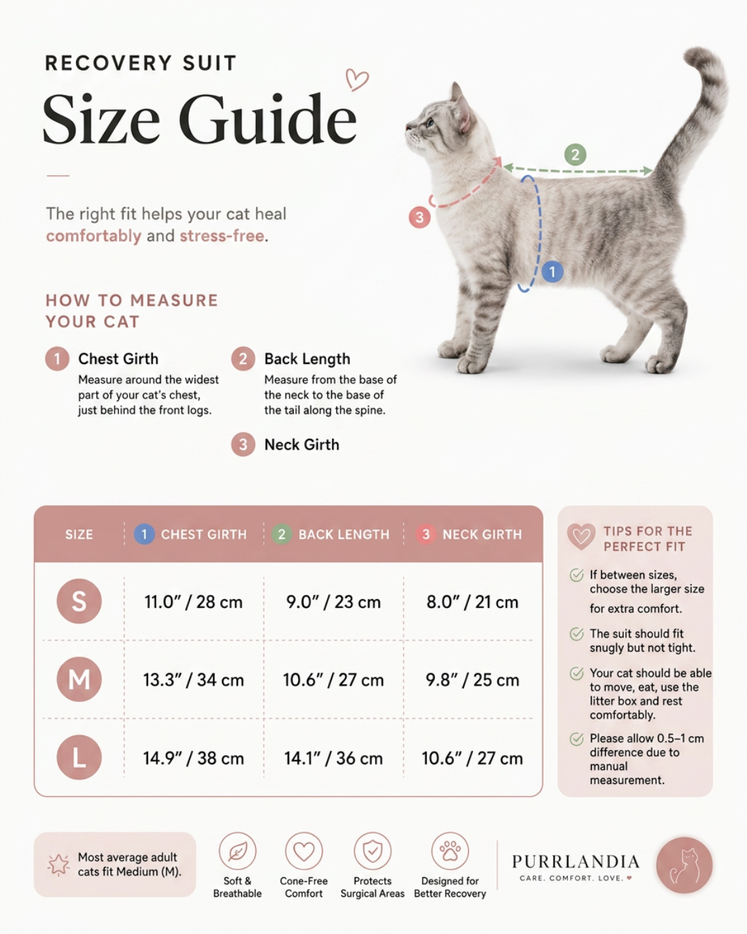 Sky Blue Ease – Post-Surgery Bodysuit for Cats (Soft cotton, breathable fabric)