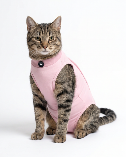 Blush Recovery – Post-Surgery Bodysuit for Cats (Soft cotton, breathable fabric)