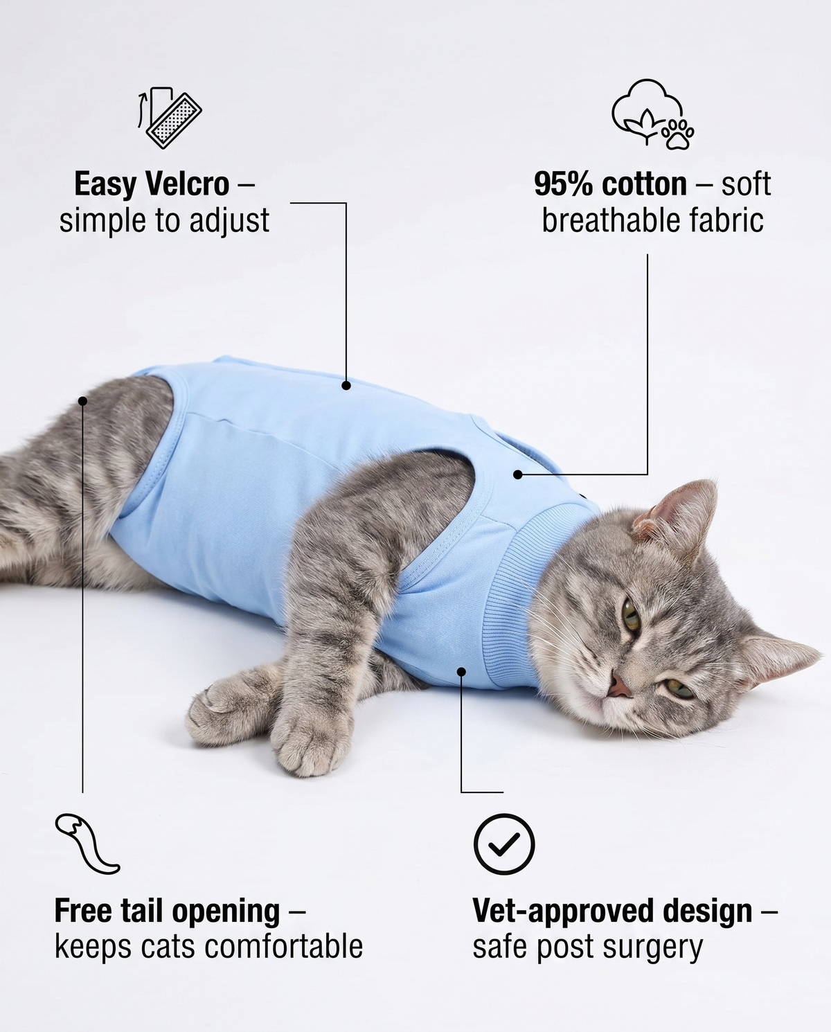 Sky Blue Cat Recovery Suit